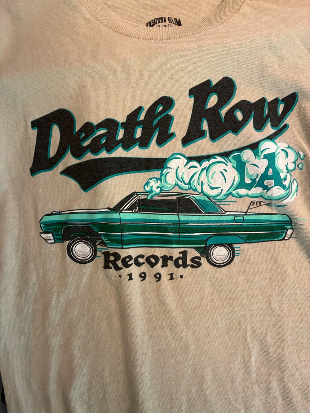 Death Row Records Men's Short Sleeve T-Shirt Beige Size S With 1964 Impala